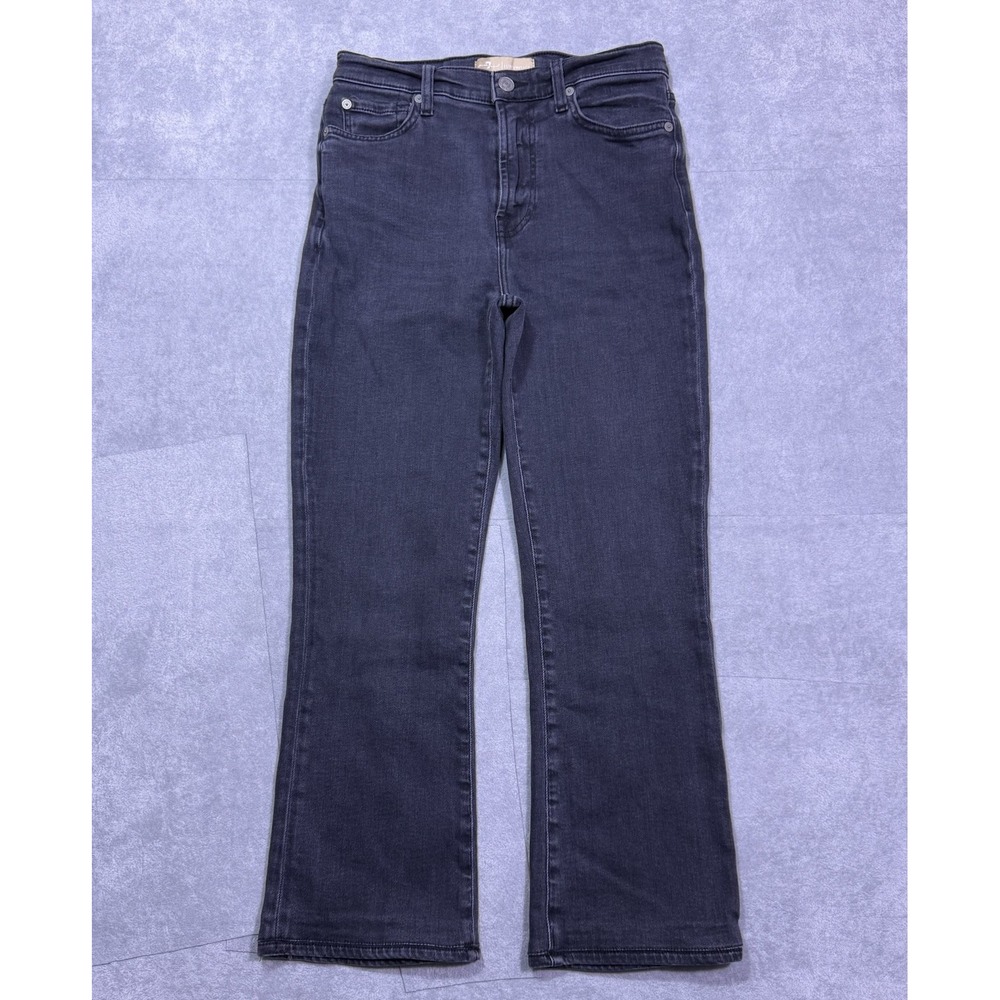 7 For All Mankind Jeans Womens 26x25 High Waist Slim Kick Crop Black LuxeVintage